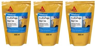 SIKA Lot de 3 hydrofuges de Masse pour béton et mortier SikaCem Hydrofuge Liquide - 500ml