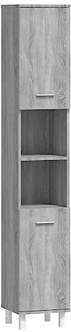 vidaXL Armario de Baño Mueble Auxiliar Almacenamiento Estante Tocador Sala de Estar Cocina Entrada Madera Contrachapada Gris Sonoma