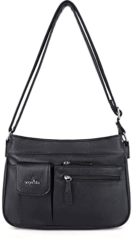 Angel Kiss Handtasche Damen,Klein Umhängetasche Leder Schultertasche mit Reißverschluss Verstellbarer Riemen Mehrere Fächer