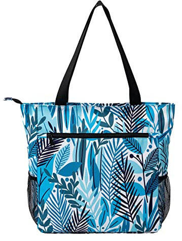 Solance - Grand sac de shopping, fourre-tout, épaule, gym, plage ou voyage avec poches