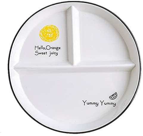 OnePine Piatto Ceramica con Scomparti, Piatto Nutrizionale Porzioni, Piatto Diviso in Tre per Dieta Adulti, Diametro: 23cm/9 inch (Arancione)