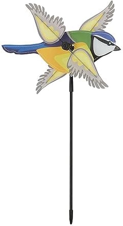Rivanto® Windrad Blaumeise H91,5 cm, tolle Gartendekoration, Windspiel und Vogelabwehr zugleich, Bunt