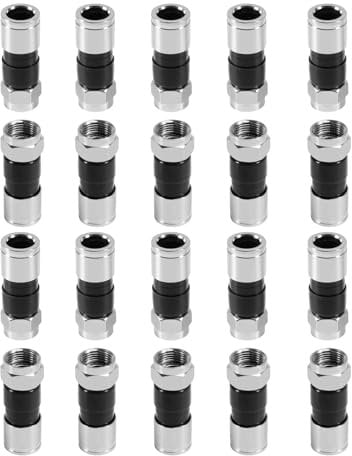 AEDIKO 20pcs RG6 Compression Connectors RG6 F Type Connector Coax Coaxial Compression Fitting (Black)