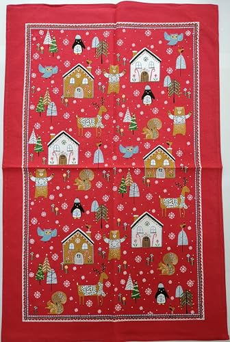 Ulster Weavers 100% Cotton Tea Towel, Red/Multicoloured, Christmas Festive Friends