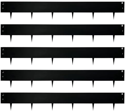 VoTwoofv Lot de 5 bordures de jardin en métal de 15,2 x 99,1 cm, 5 m de long en acier galvanisé, noir, flexible pour jardin, pelouse, parterre de fleurs