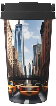 FRESQA Tragbarer Thermobecher New York, vielseitiger Reise-Kaffeetasse für Pendler und den täglichen Gebrauch