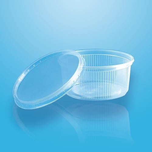 tradingbay24 Verpackungsbecher mit Deckel, PP rund 200 ml Ø 10,5 cm, 4,5 cm transparent tbU95065 Salat-Schalen to Go, 250 Stück