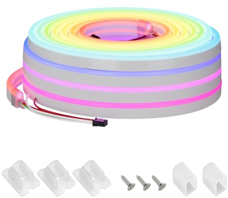SEZO 5M Flexible Neon LED Streifen RGB+WS2811 IC IP67 Wasserdichte Hohe Dichte Licht DC24V 5M 108LEDs/m 8mm Breite Silicone neon Band für Schlafzimmer Küche Party DIY Heimdekoration
