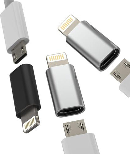 Adaptador Micro USB a Lightning Jack (3 Pack) para iPhone 14 13 12 11 Pro MAX 7 8 Plus X SE XS XR para iPad Air Accesorios Conversor Cargador para Apple Macho Android Hembra Cable Adapter Convertidor