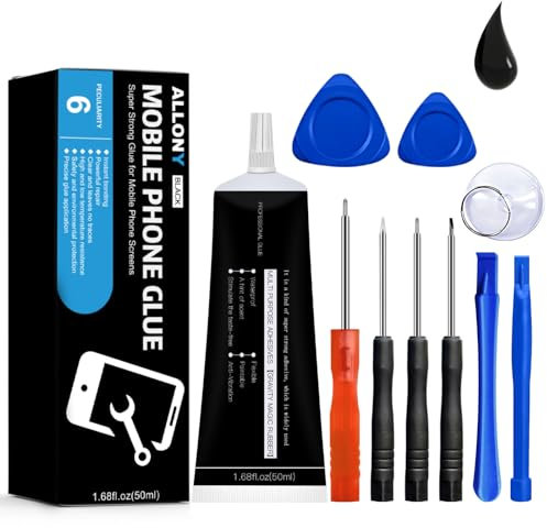 ALLONY Phone Screen Glue, 50ml Black Adhesive Glue, Phone Repair Glue, Super Glue All Purpose for Mobile Phones, Jewelry, Glass, Wood, Metal, Fabric, Crafts
