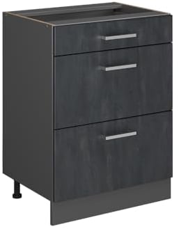 Vicco Küchenunterschrank R-Line, Schwarz Beton, 60 cm ohne Arbeitsplatte