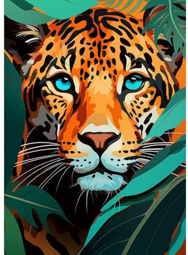 HEIBAGO Tiger Diamond Painting, 5D Tier Diamant Painting Kits für Erwachsene Anfänger, Full Drill Diamond Art Blätter Diamant Malerei Bilder für Wanddekor 30x40cm
