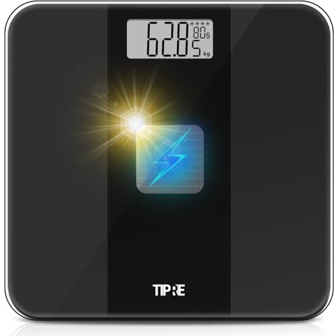 TIPRE Solar Powered Weight Scale with Endless Power, Scale for Body Weight, Electronic Bathroom Scale for Weight Loss, Digital Weighing Scale with 0.1lb Accuracy No Battery Required, 400lb/180kg