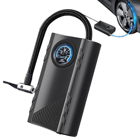 Besreey Compressore d'aria per gonfiaggio pneumatici, pompa d'aria portatile per auto - Compressore d'aria portatile elettrico plug-in,Pompa per pneumatici compatta con manometro per palloni,