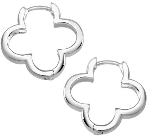 Cassini | Klapp Kreolen in Kleeblatt-Optik für Damen aus 925er Silber, stilvolle Ohrringe, Geschenkidee für Frauen 3CSF1X1