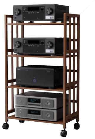 ZCFLWR 2/3/4/5-stufiger AV-Medienständer, Audio-Rack-Regal, Büro-/Heim-CD-Plattenspieler, Stereo-Receiver-Schrank, Komponenten-Aufbewahrungseinheit mit verstellbaren Regalen/Rollen, Eckregal für Pr