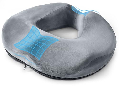WUFANC Hämorrhoiden Sitzkissen, Donut Kissen aus Memory Foam, Abnehmbar Ergonomisches Sitzkissen, Sitzring Steißbein Entlastung, Sitzring Nach Op für Bürostuhl, Rollstühle, Autositze