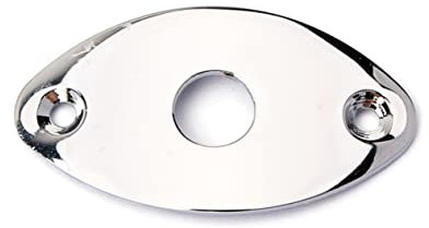 VICASKY Placa Jack Ovalada Para Guitarra Eléctrica Metal Cromado Resistente Con Tornillos Para Repuesto Para Instrumentos Plateado
