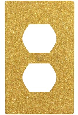 Plaques murales duplex décoratives pour prises électriques, taille standard 1 - 11,4 x 7 cm, plaque de protection murale dorée brillante, polycarbonate thermoplastique
