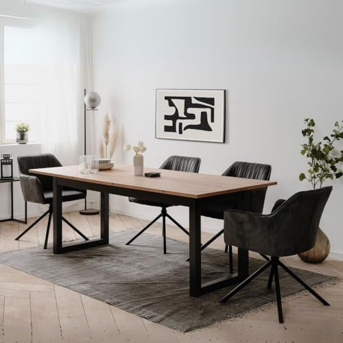 Ausziehtisch Eiche und Anthrazit 200x90x75H cm - Manlio