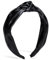 Ptwola Bandeau pour femme en cuir noir avec nœud supérieur, antidérapant, large bandeau de yoga, tendance, bandeau élastique pour cheveux pour filles
