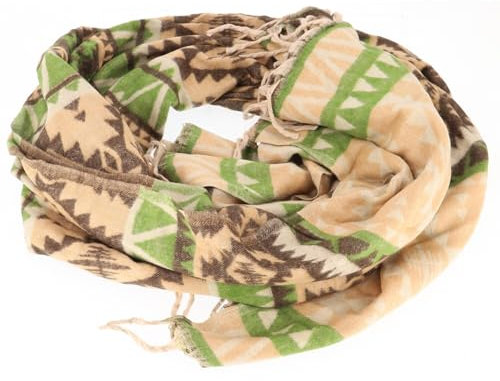 GURU SHOP Weicher Pashmina Schal/Stola, Schultertuch, Plaid - Inka Muster Beige/grün, Herren/Damen, Synthetisch