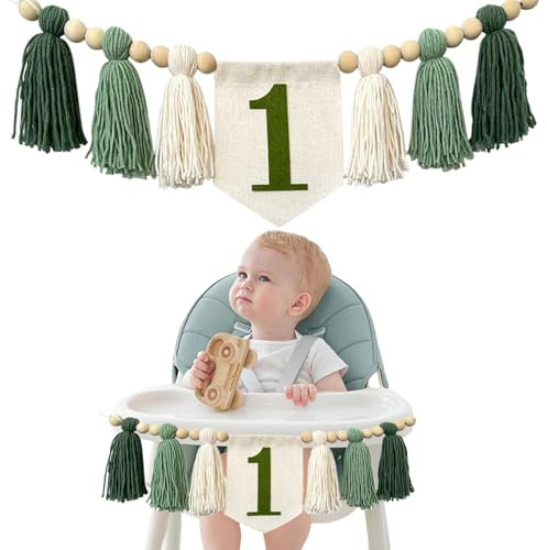 GlamRays Handgemachte Boho 1. Geburtstags Hochstuhl Banner Party Dekoration für Mädchen Babyschaum Wandhänge Dekoration für Kinderzimmer