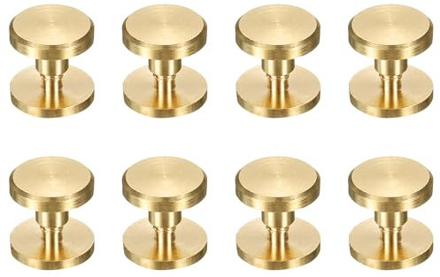 sourcing map Lot de 8 vis Chicago en laiton de 9 mm de hauteur, à tête plate, rivets de liaison, rivets de fixation pour bricolage, cuir, artisanat, ceinture, sac à main