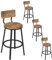 WOLTU Tabourets de Bar Lot de 4, Chaise Haute Cuisine, avec Repose-Pieds et Dossier, en Métal, Marron Rustique, BH431vbn-2