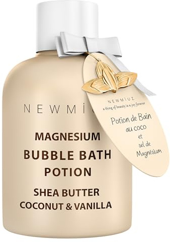 Magnesium Bubble Bath - Long Lasting Foaming Bubbles - Moisturizing - Shea Butter Coconut Vanilla - Relaxing Stress Relief - Calming Self Care Spa Gift for Birthday Christmas
