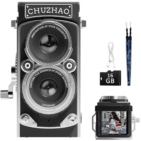 Mini appareil photo numérique vintage, caméra de vlogging 12 MP pour photographie, autofocus vidéo 1080p, appareil photo numérique pointé et prise de vue avec carte de 16 Go, appareil photo compact