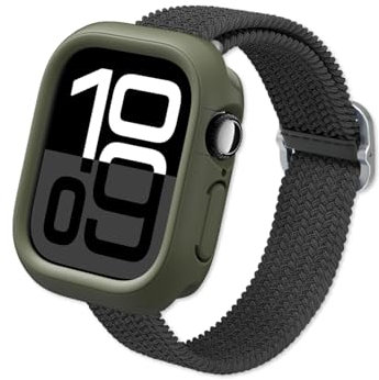 RhinoShield Funda Bumper compatible con Apple Watch Series 11/10 [46mm] | Funda protectora delgada, ligera y antimpactos - Verde alga