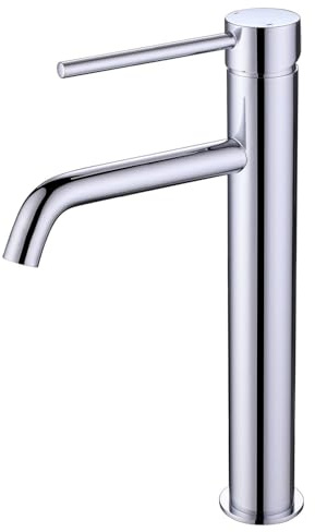 Go Bathrooms Tall Basin Mixer Tap Chrome Swivel Handle | Polished chrome tall mono basin mixer tap with single lever swivel handle for countertop vessel sinks.