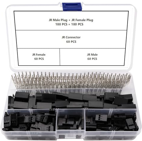 YIXISI 60 Sets 3 Pin JR Servo Stecker, Servokabel Drahtstecker Stecker Buchse Crimpen Pin Kit, Kompatibel mit Futaba JR Hitec Spektrum RC Connector