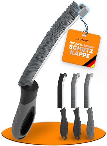 LUMARO - Fugenbürste inkl. Kratzschutz - Fugenbürste Bad Dusche | Fugenreiniger Bad für Fliesen - Putzbürste Duschkabinen - Reinigungsbürsten Set 2X Hartborsten 1x Weich 1x gebogen