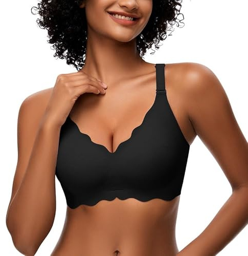 Cavotor Wireless Bras for Women Seamless Soft Comfort Bralettes with Bra Extender (248-Black,2XL)