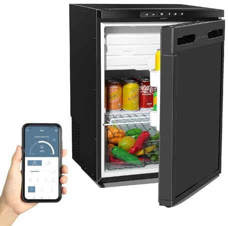 ISINEVER 65L Kompressor Kühlbox 12V 24V 230V mit APP-Steuerung, Zwei-Zonen Auto Kühlschrank mit LED, +8°C bis -20°C Gefrierbox Elektrisch für Camping, Wohnmobil, Auto, LKW, Boot, Reisemobil