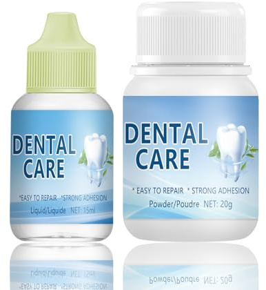 Colle Pour Couronne Dentaire, Kit Réparation Dentaire | Ciment Dentaire Definitif, Ciment Dentaire Semi-permanent, Séchage Rapide, pour Refixer Couronnes et Bridges Dentaires