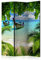 RAUMTEILER/PARAVENT B&D XXL Raumteiler Meer Boot Insel Foto Paravent 135x172 cm beidseitig auf Vlies-Leinwand Bedruckt Trennwand Spanische Wand Sichtschutz Raumtrenner Home Office blau c-C-0088-z-b