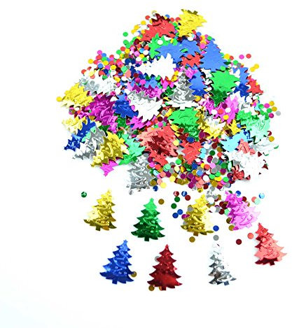 Gram Christmas/Tree/Snowflake/Heart/Holly Leaves Table Confetti Foil Metallic Multicolour Birthday Xmas Holiday Festive Party Decorations, 14g