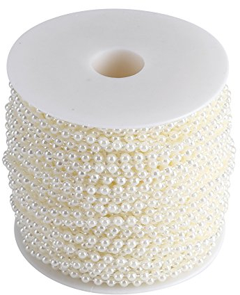 Künstliche Perlen Perlenschnur Kunstperle Perlengirland für Armband Vorhang Hochzeit Weihnachten Beige Weiß 40m/Rolle 4mm(Beige)