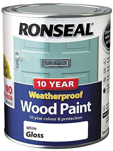 Ronseal 10 Year Weatherproof 2-in-1 Wood Paint White Gloss 750ml