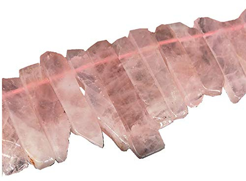 Natürliche Kristall Punkte Perlen unregelmäßigen flachen Streifen lose Stick Perlen Edelstein für Schmuck machen Heilung Kristall poliert/rohe Quarz Top gebohrt (Rose quartz)