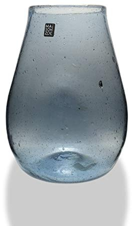 Maison Zoe Glasvase aus Recycling-Glas Dora - hellblau - blau - groß - Durchmesser ≈ 15cm - Höhe ≈ 21cm - 100% Handmade - Blumenvase - Vase mundgeblasen - Dekovase - Tischvase