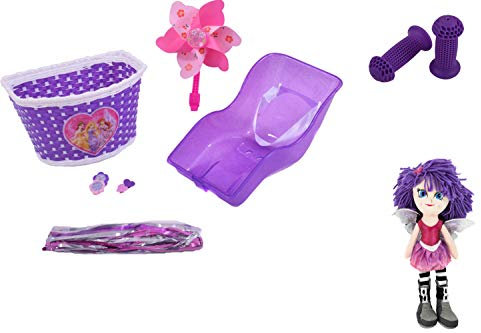 Raleigh Ammaco Girls Purple Bike Pack Doll Seat Front Basket Windmill Tassels Grips & Free Molly Doll