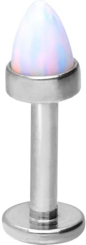 PIERCINGLINE Piercing Stecker Chirurgenstahl Labret mit Innengewinde OPALSPITZE - Roségoldfarben, Schwarz, Goldfarben, Weiß, Silberfarben