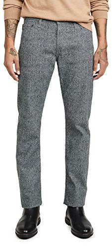 AG Adriano Goldschmied Mens The Graduate Tailored Leg Stretch Moleskin Pant, Civil Herringbone Pure Black, 34W X 34L