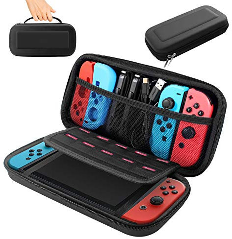 BOOGIIO Custodia per il trasporto di interruttori, custodia rigida da viaggio per Nintendo Switch con 10 porta carte da gioco, custodia portatile per console Nintendo Switch e accessori, nero