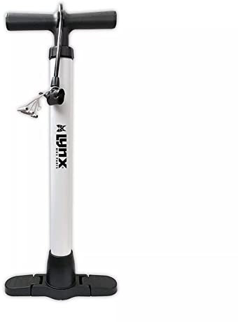 Lynx Ideal für Fahrradreifen, Bälle & Matratzen Fahrradpumpe Fahrrad Standpumpe Luftpumpe für alle Ventile, Weiss, aus Stahl mit Adapter