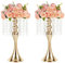 Goldene Vasen für Hochzeitsdekoration, 2 Stück, Kristallhalter, Blumenarrangement-Ständer, Metall-Mittelstück für Tischdekoration, 2 Stück